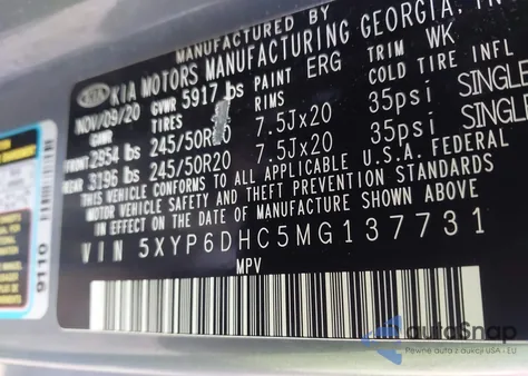 2021 Kia Telluride S z USA, uszkodzony, nr VIN 5XYP6DHC5MG137731